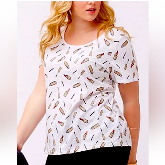 LANE BRYANT SHORT SLEEVE “MAKEUP PRINT” tshirt PLUS Size 22 / 24 - Picture 1 of 4